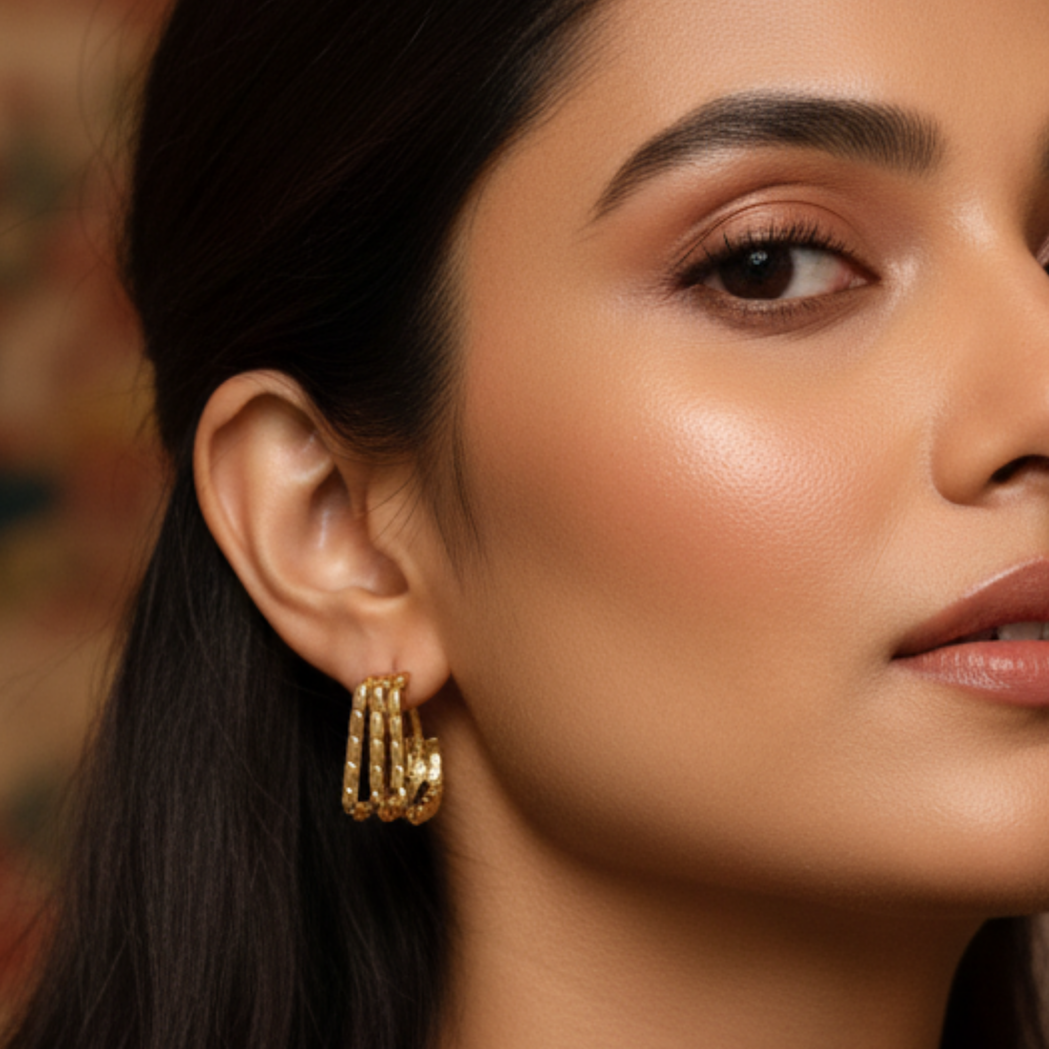 Statement Stacked Gold-Tone Hoop Earrings