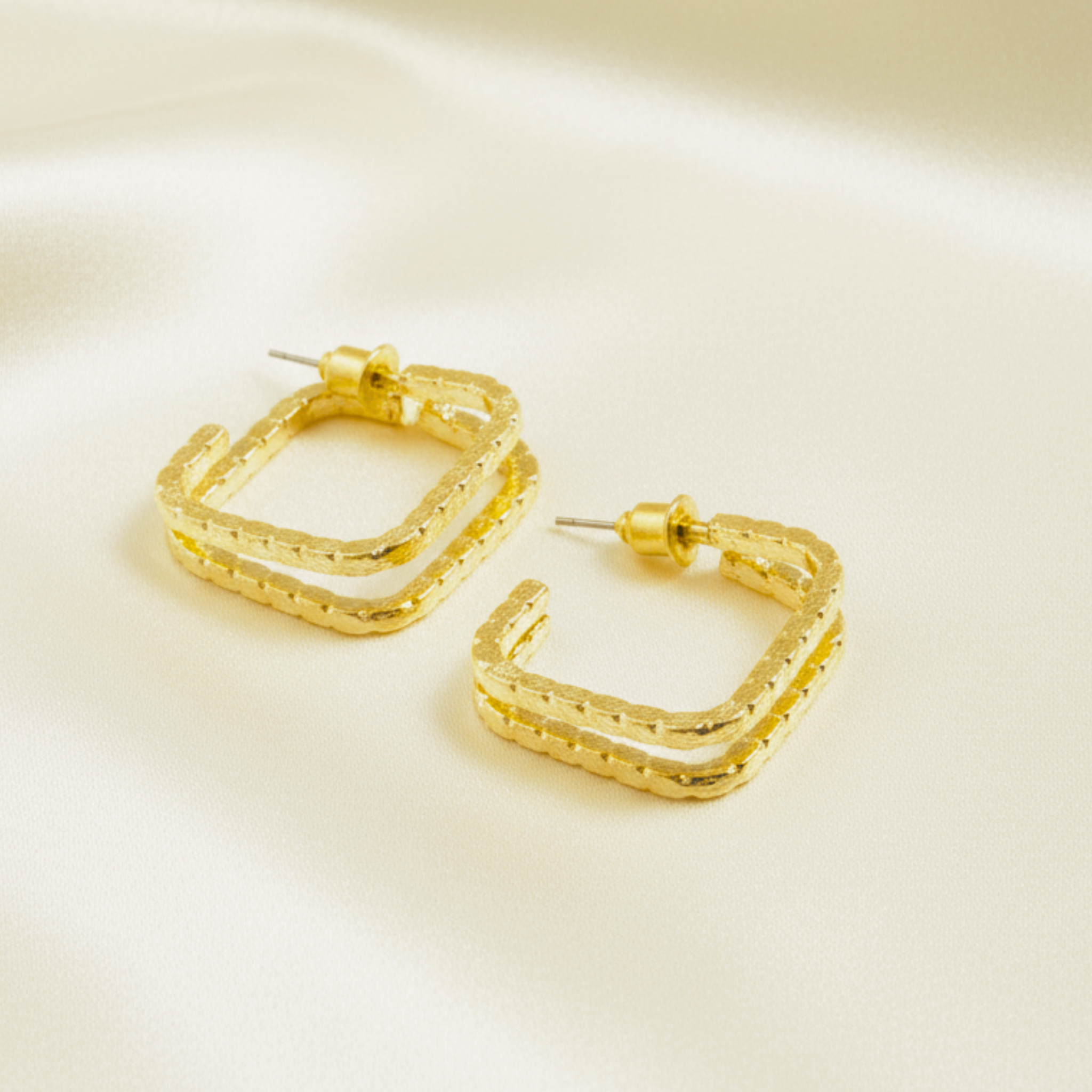 Double square hoop earrings
