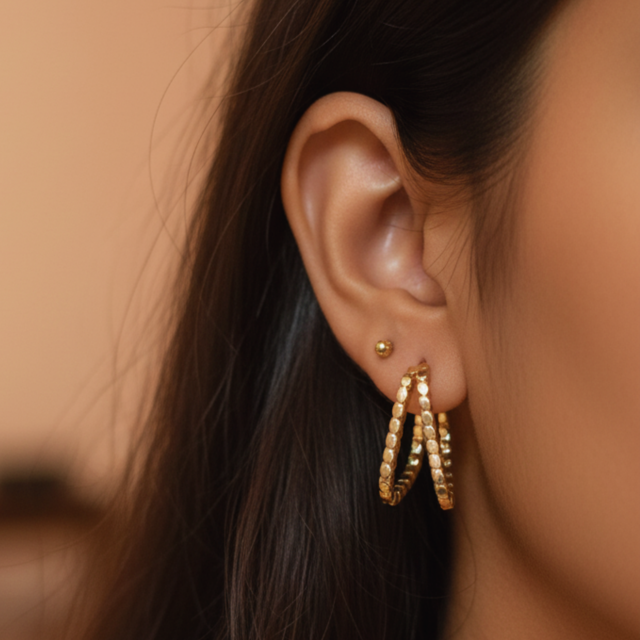 Double square hoop earrings