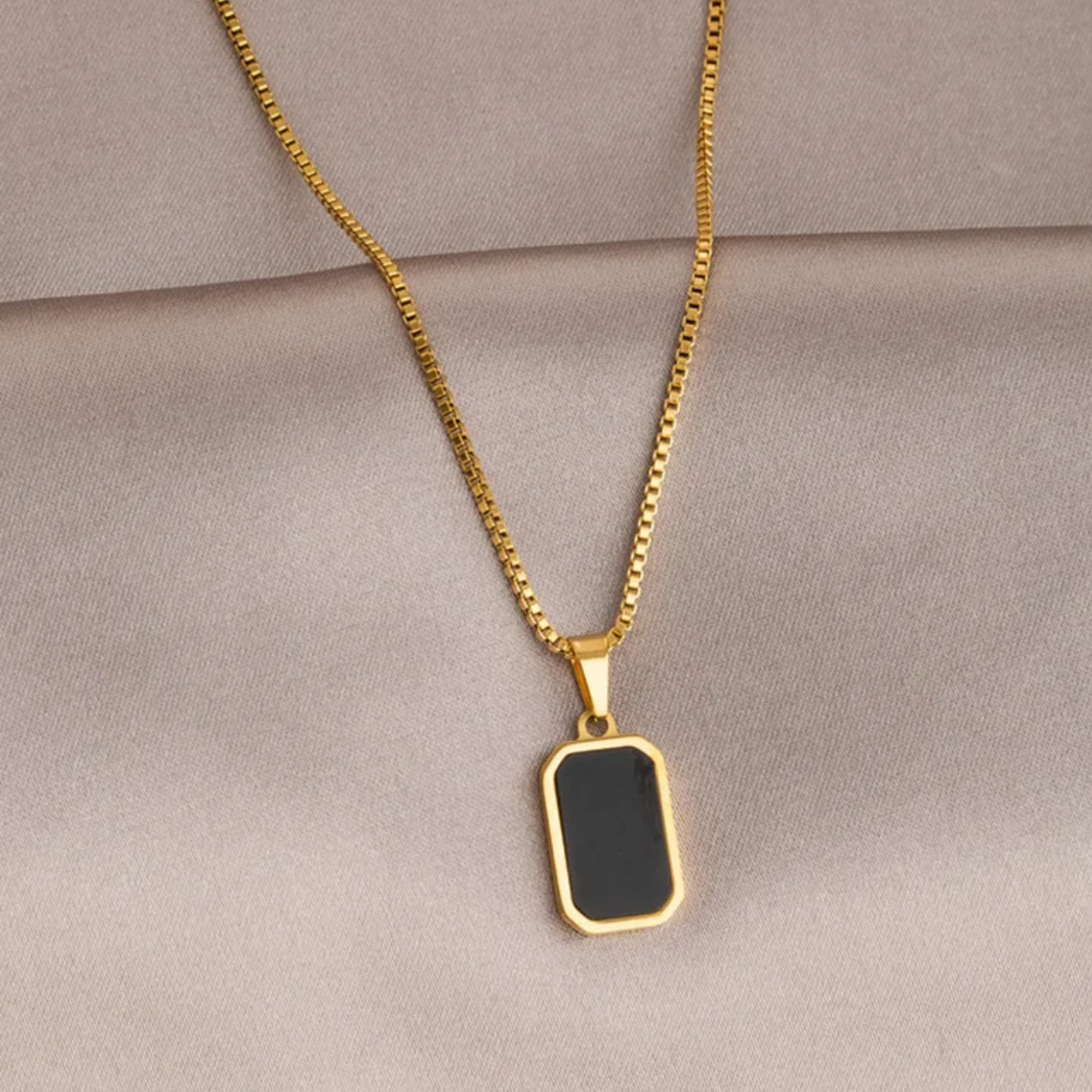 Black Enamel Pendant With Chain