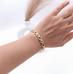 High-End Love Heart Embedded Zircon Anti Tarnish Bracelet