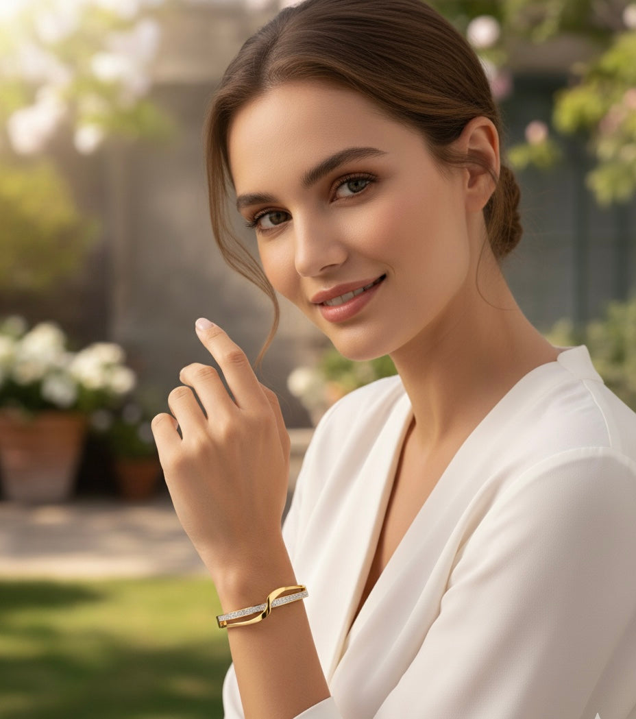 Sleek Swirl Zirconia Anti Tarnish Bracelet