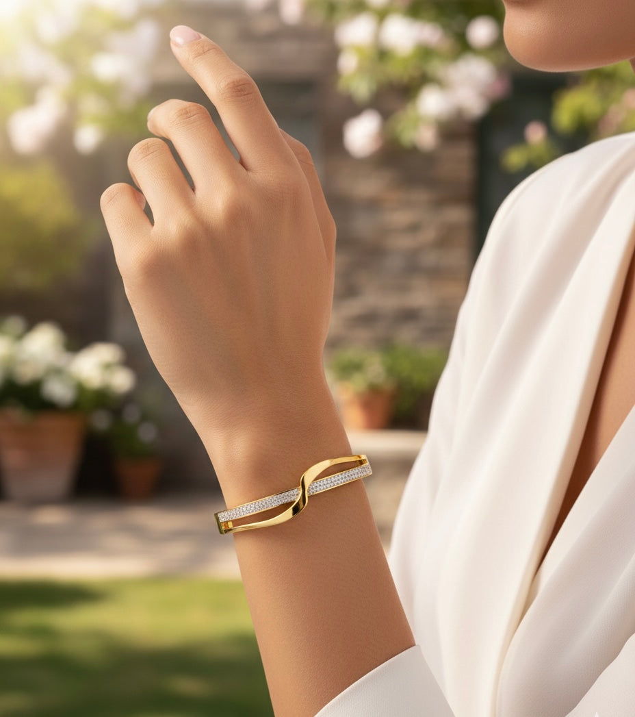 Sleek Swirl Zirconia Anti Tarnish Bracelet