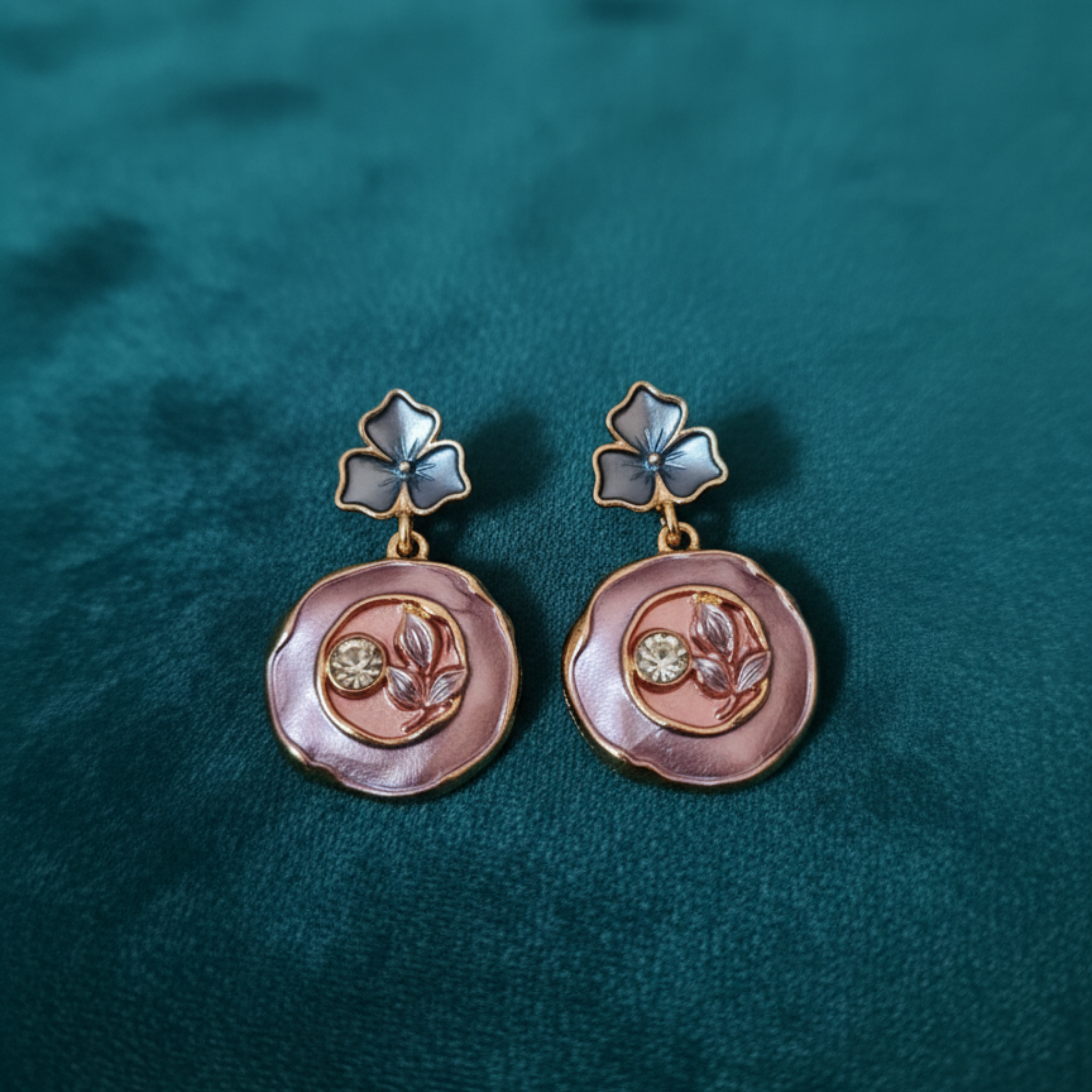 Blush Bloom Enamel Floral Drop Earrings