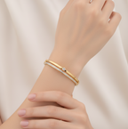 Gold-Plated Anti Tarnish Bracelet with Solitaire & Micro CZ Detailing