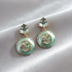 Mint Blossom Enamel Drop Earrings