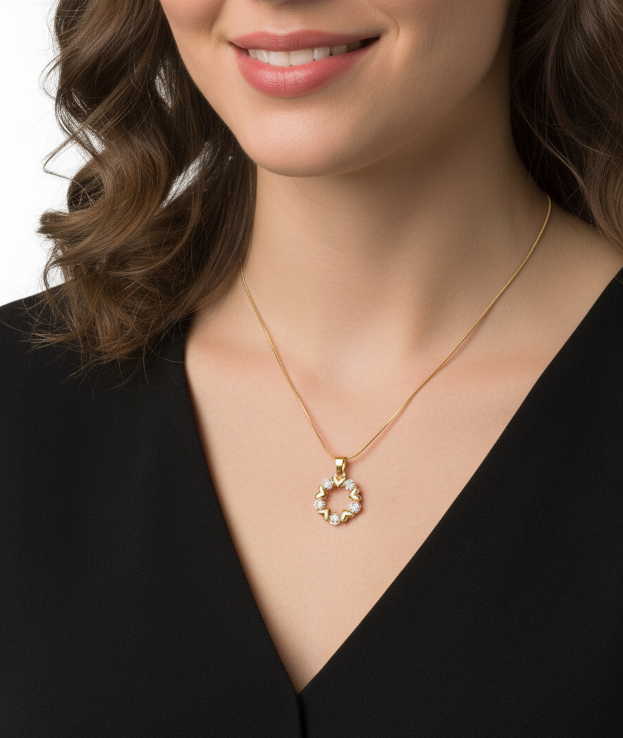 Radiant Heart Circle Pendant With Chain