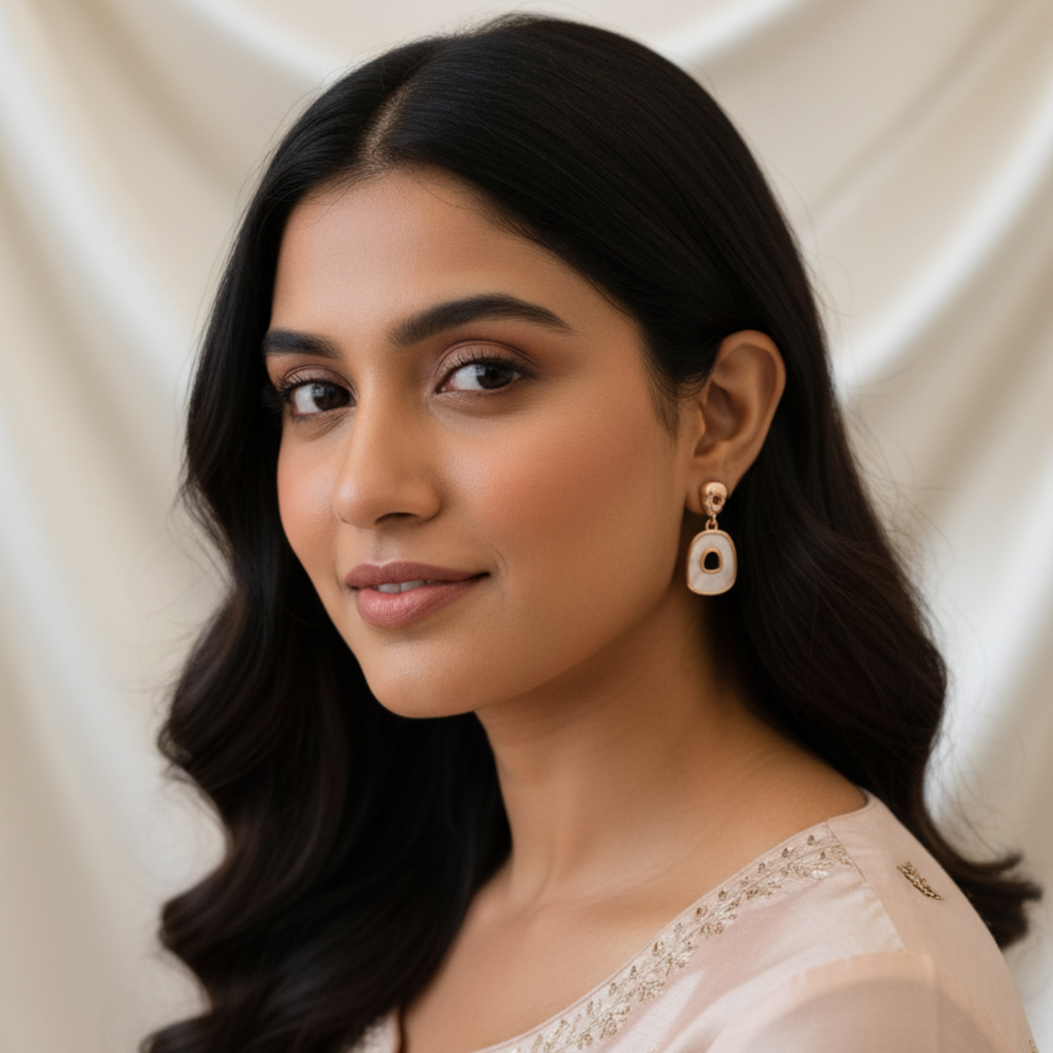 Rose Gold Mother of Pearl Drop Earrings