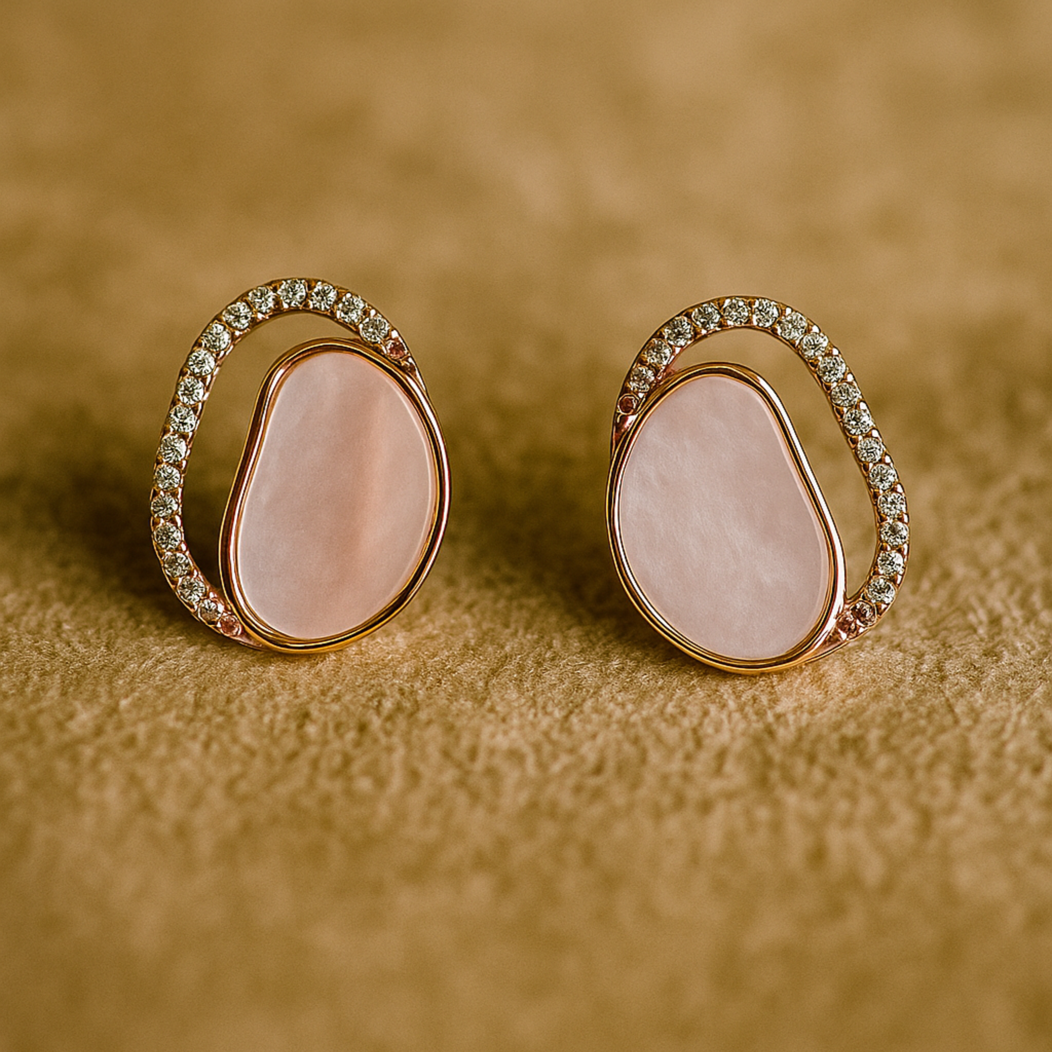 Blush Aura Rose Quartz Stud Earrings
